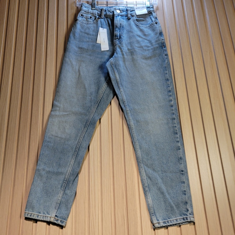 Topshop Petite Mom Jeans Light Wash High Waisted W26 L28 US 4 26A46RBLC
